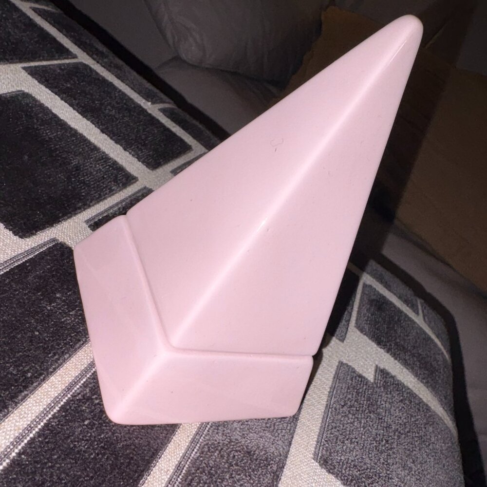 Vintage Pink Ceramic Pyramid Trinket Container